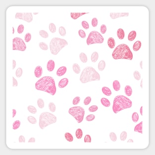 Pink doodle paw prints Sticker